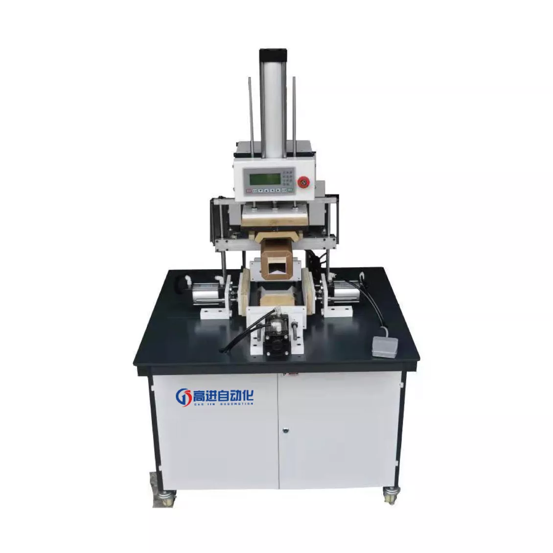 Máquina de prensado de cajas de vino en posición horizontal